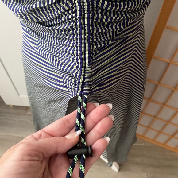 Kenzo Paris Navy Multicolor Striped Gathered Sleeveless 100 Silk Dress 38 Us 4-6 - Picture 4 of 10